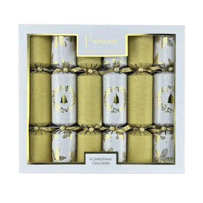 Gold Christmas Crackers with Santa & Snowman 2