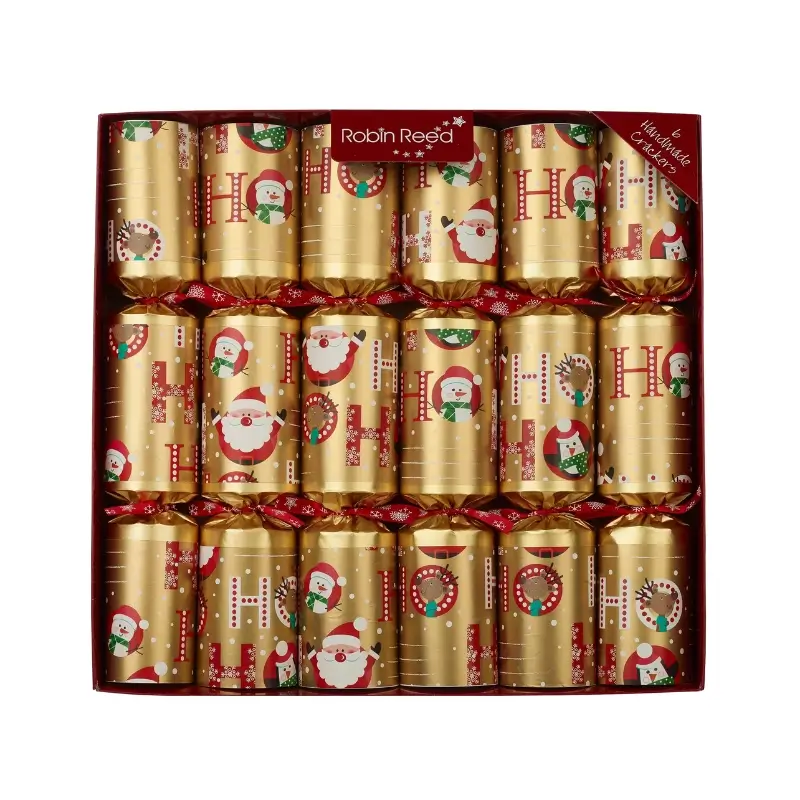 Gold Christmas Crackers with Santa & Snowman 3