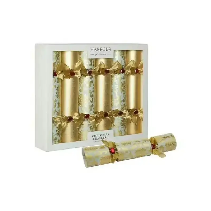 Gold Christmas Crackers with Santa & Snowman