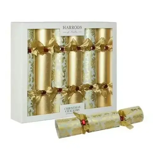 Gold Christmas Crackers with Santa & Snowman
